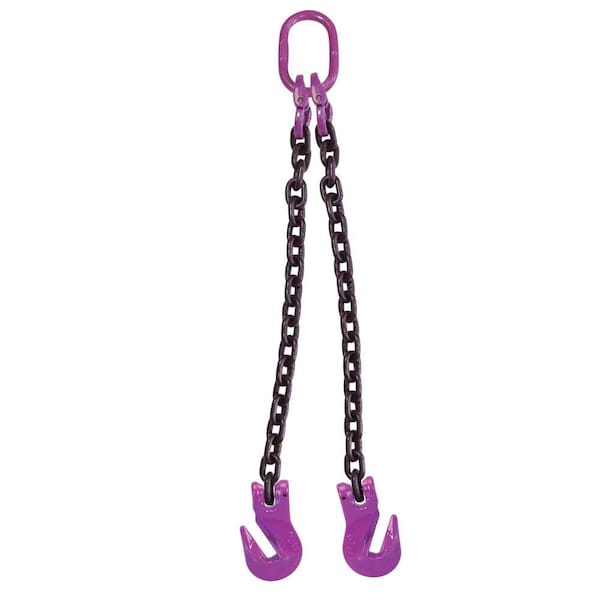 3/4" x 12' - 2 Leg Chain Sling w/ Grab Hooks - Grade 100